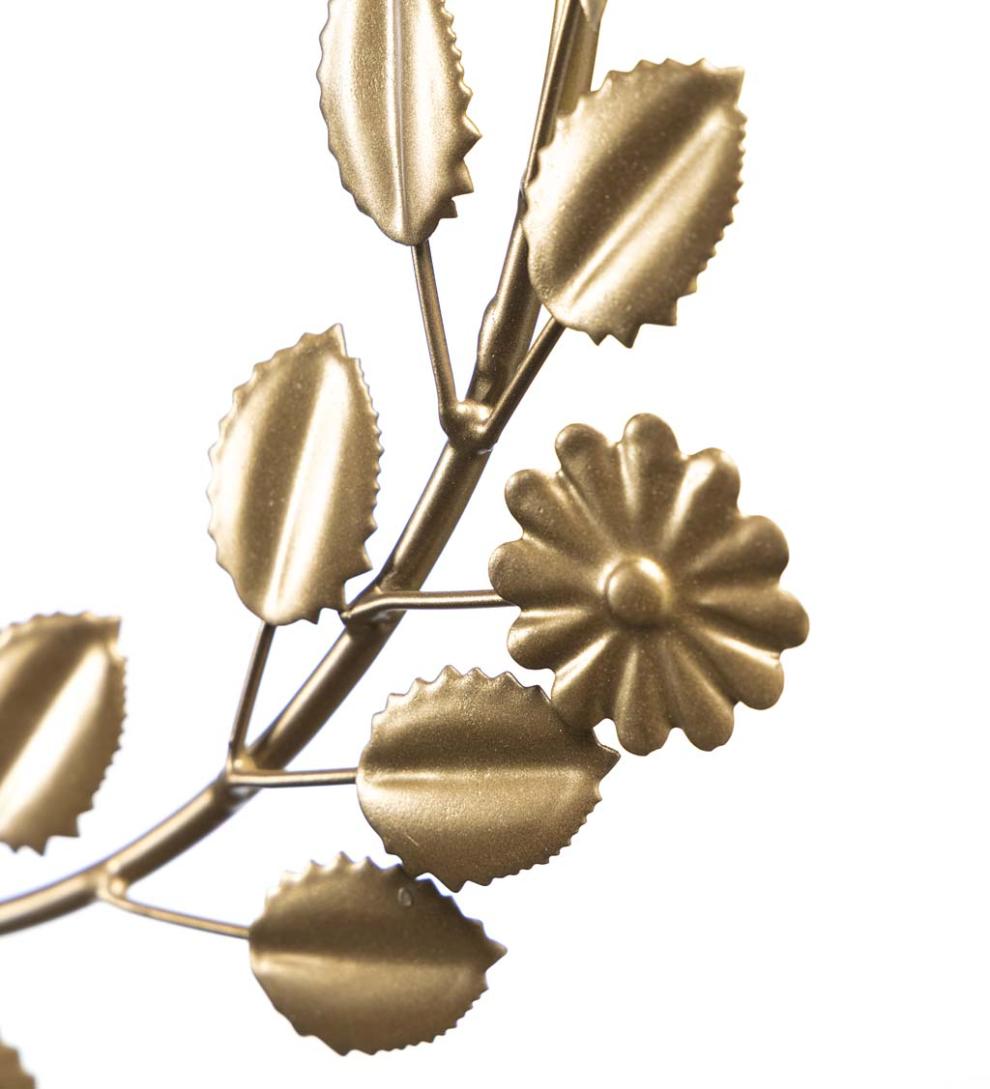 Plow & Hearth Fireplace & Mantel Décor Fireplace & Hearth Metal Floral And Foliage Wreath With Golden Finish
