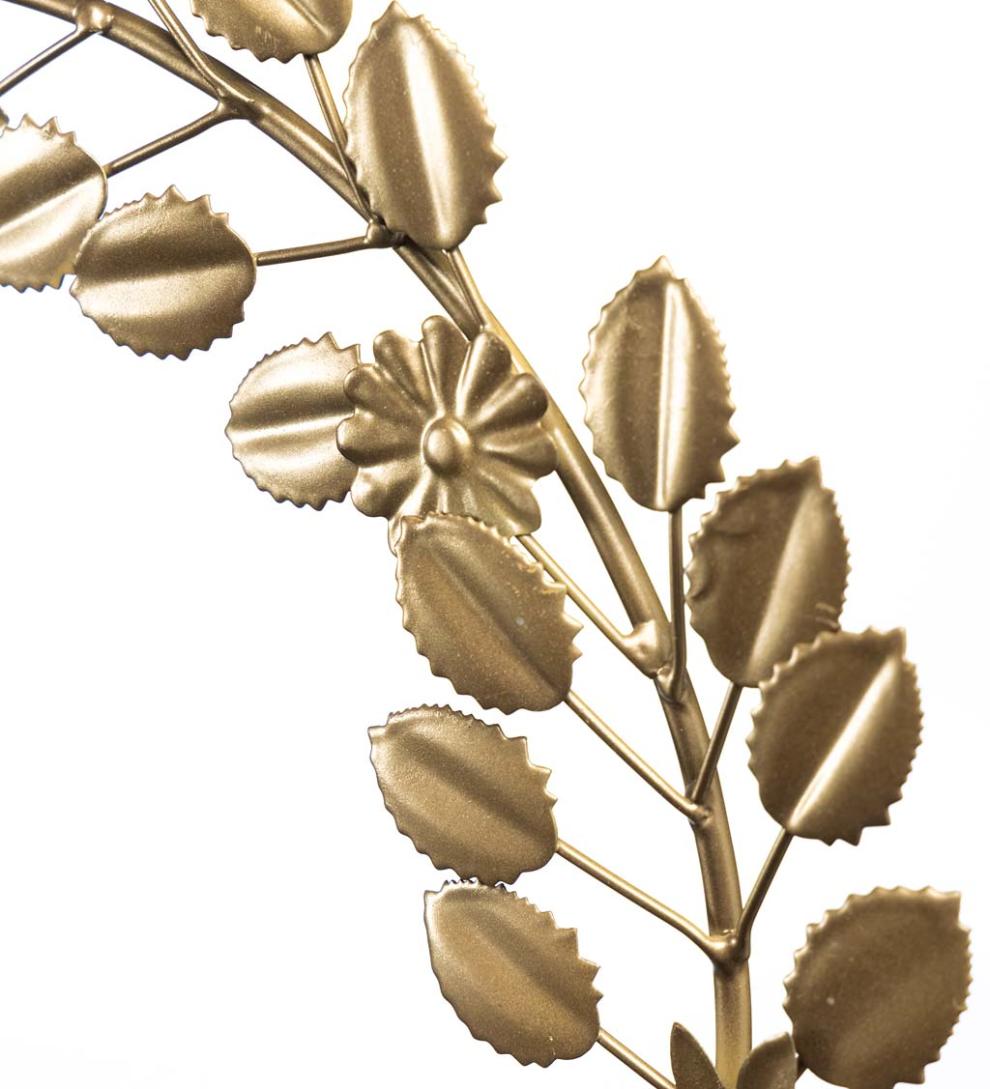 Plow & Hearth Fireplace & Mantel Décor Fireplace & Hearth Metal Floral And Foliage Wreath With Golden Finish