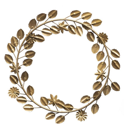Plow & Hearth Fireplace & Mantel Décor Fireplace & Hearth Metal Floral And Foliage Wreath With Golden Finish