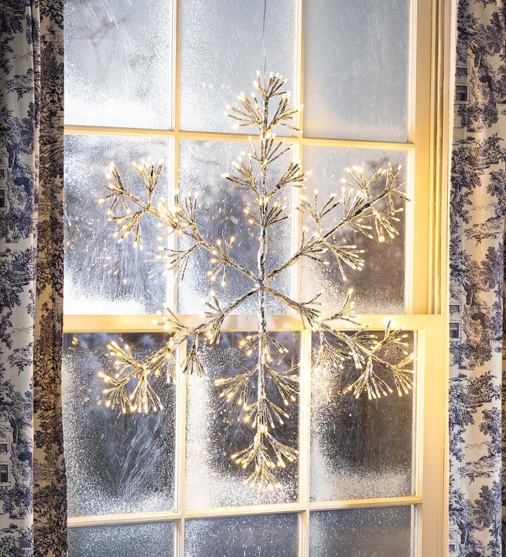 Plow & Hearth Fireplace & Mantel Décor Fireplace & Hearth Oversized Electric Lighted Snowflake Holiday Decoration
