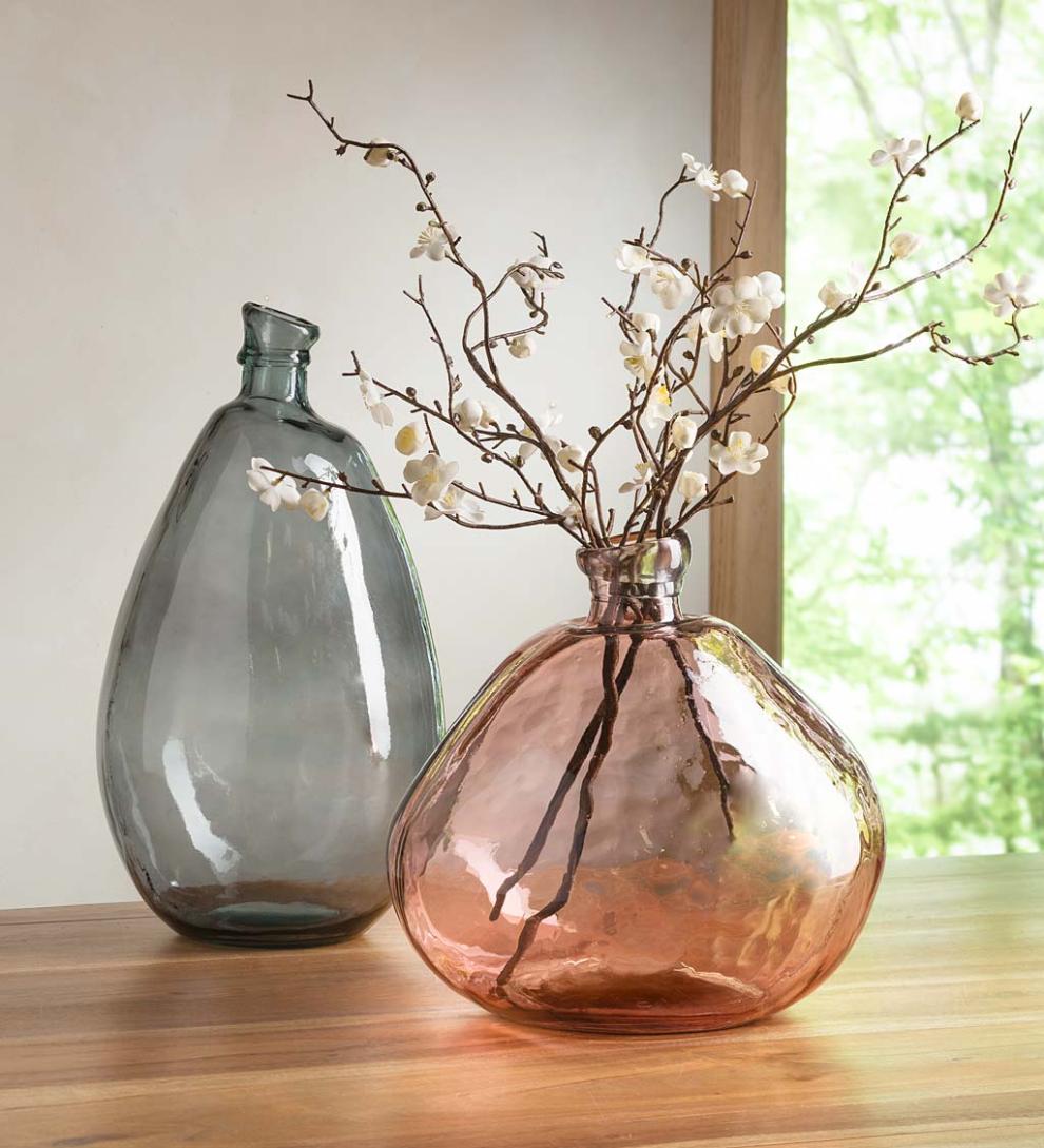 Plow & Hearth Fireplace & Mantel Décor Fireplace & Hearth Pink And Gray Recycled Glass Balloon Vases, Set Of 2 - Pink/ Gray