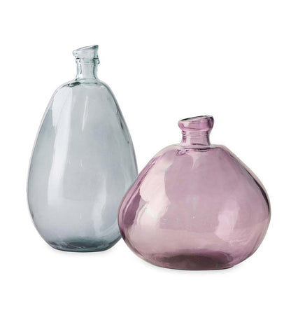 Plow & Hearth Fireplace & Mantel Décor Fireplace & Hearth Pink And Gray Recycled Glass Balloon Vases, Set Of 2 - Pink/ Gray