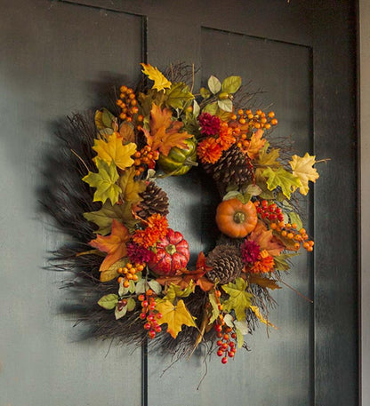 Plow & Hearth Fireplace & Mantel Décor Fireplace & Hearth Pumpkins And Pine Cones Fall Wreath