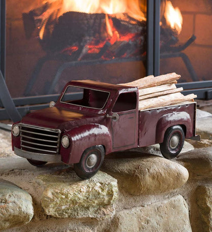 Plow & Hearth Fireplace & Mantel Décor Fireplace & Hearth Red Metal Pickup Truck With 5 Lbs. Fatwood