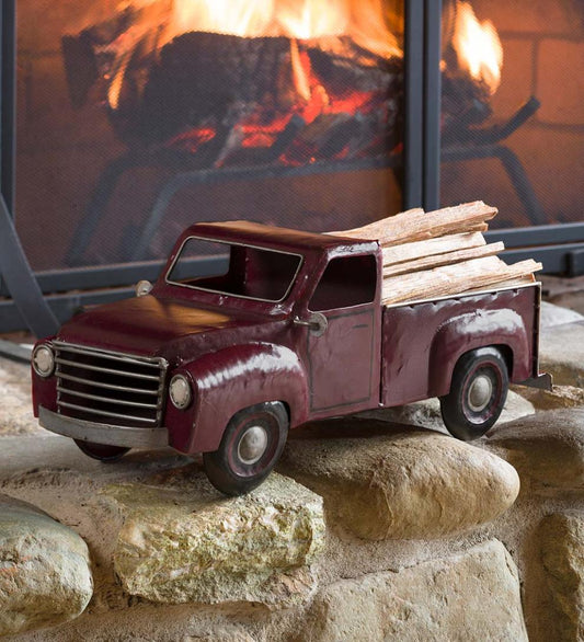 Plow & Hearth Fireplace & Mantel Décor Fireplace & Hearth Red Metal Pickup Truck With 5 Lbs. Fatwood