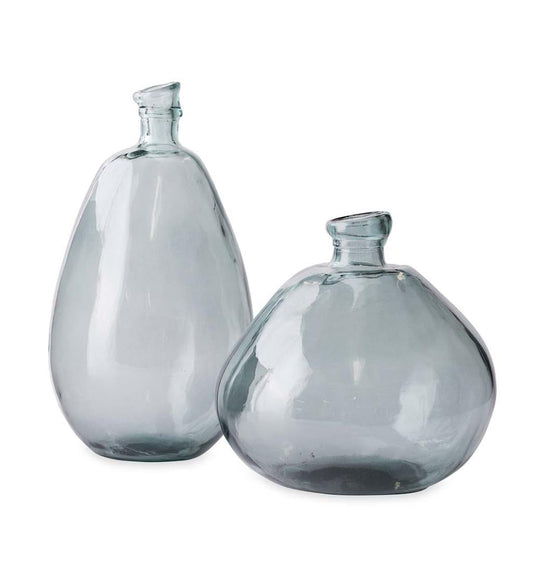 Plow & Hearth Fireplace & Mantel Décor Fireplace & Hearth Smoky Blue Recycled Glass Balloon Vase