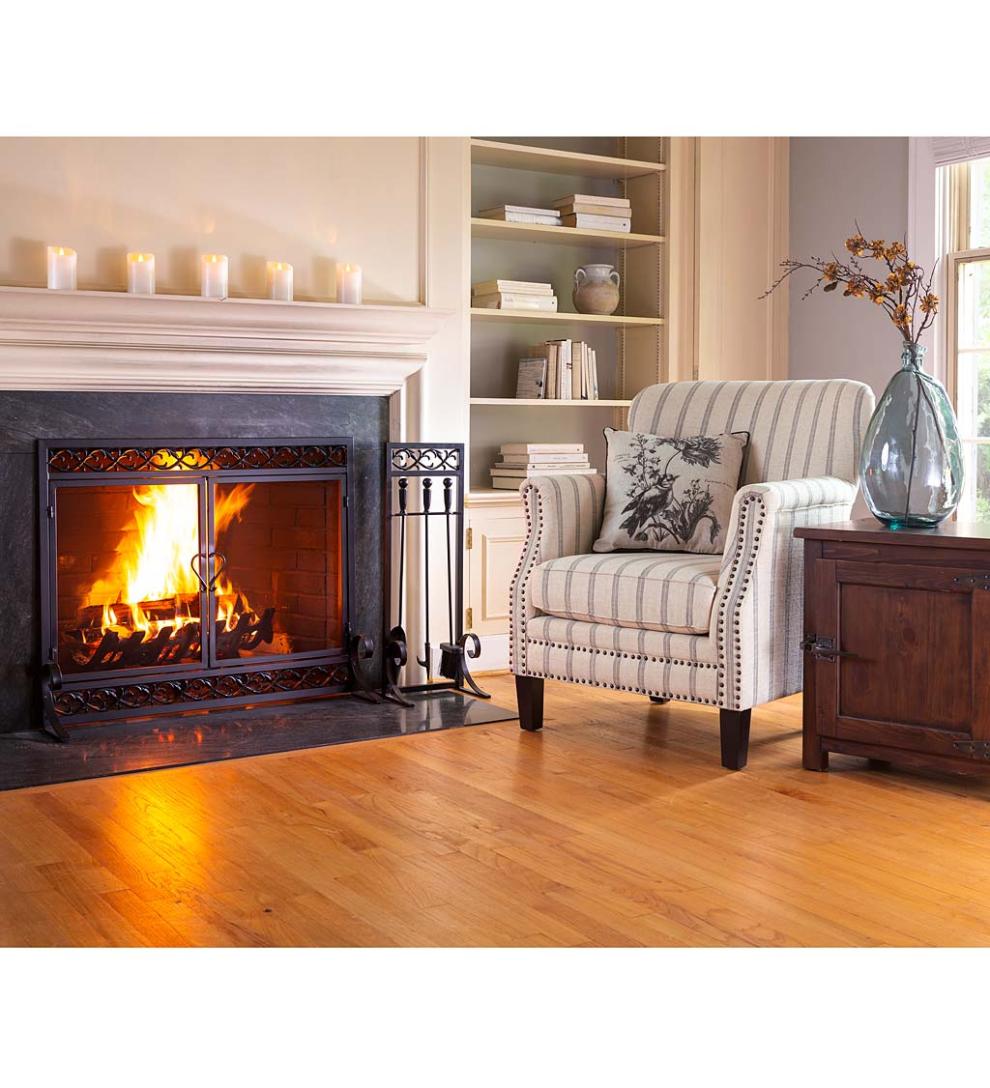 Plow & Hearth Fireplace & Mantel Décor Fireplace & Hearth Smoky Blue Recycled Glass Balloon Vase