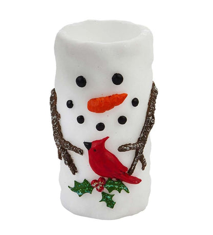 Plow & Hearth Fireplace & Mantel Décor Fireplace & Hearth Snowman And Cardinal Led Wax Pillar Christmas Candle