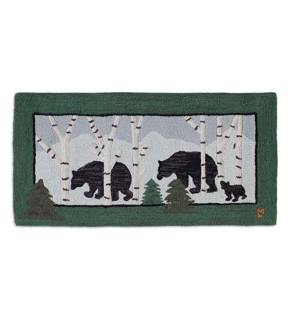 Plow & Hearth Fireplace & Mantel Décor Fireplace & Hearth Three Bears Hand-Hooked Wool Hearth Rug