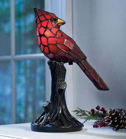 Plow & Hearth Fireplace & Mantel Décor Fireplace & Hearth Tiffany-Style Stained Glass Cardinal Accent Lamp