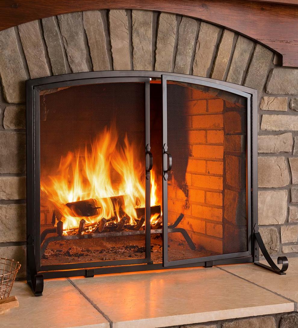 Plow & Hearth Fireplace Screens With Doors Fireplace & Hearth Arched Top Flat Guard Fireplace Screen With Doors