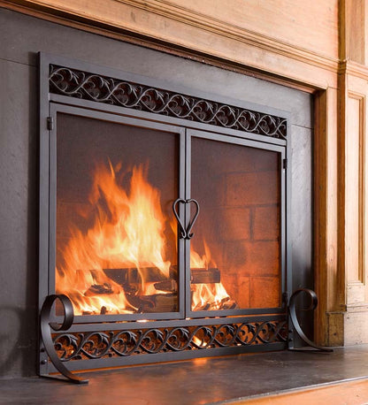 Plow & Hearth Fireplace Screens With Doors Fireplace & Hearth Cast Iron Scrollwork Fire Screen With Doors