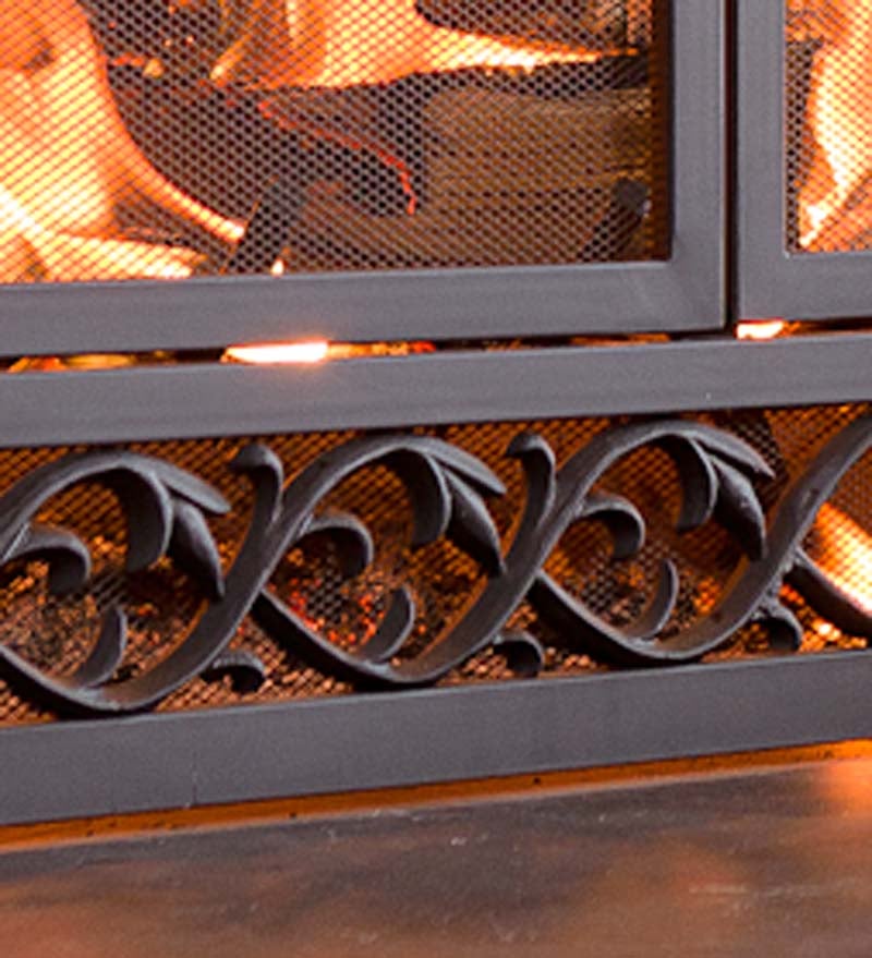 Plow & Hearth Fireplace Screens With Doors Fireplace & Hearth Cast Iron Scrollwork Fire Screen With Doors