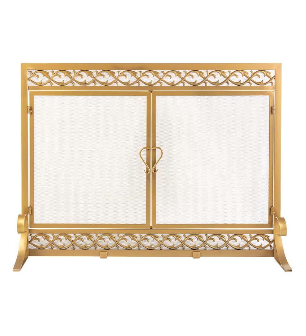 Plow & Hearth Fireplace Screens With Doors Fireplace & Hearth Cast Iron Scrollwork Fire Screen With Doors