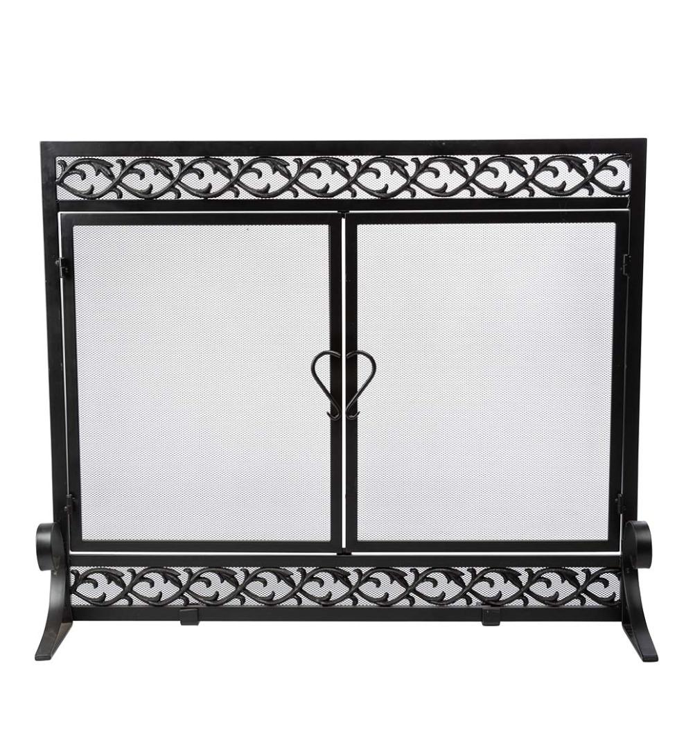 Plow & Hearth Fireplace Screens With Doors Fireplace & Hearth Cast Iron Scrollwork Fire Screen With Doors
