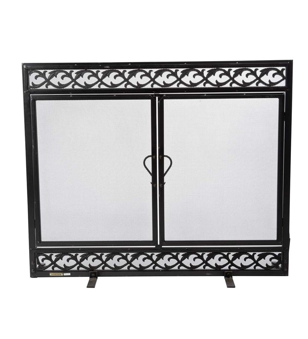 Plow & Hearth Fireplace Screens With Doors Fireplace & Hearth Cast Iron Scrollwork Fire Screen With Doors
