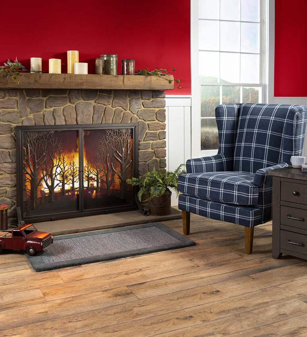 Plow & Hearth Fireplace Screens With Doors Fireplace & Hearth Country Road Tree Line Fireplace Screen With Doors