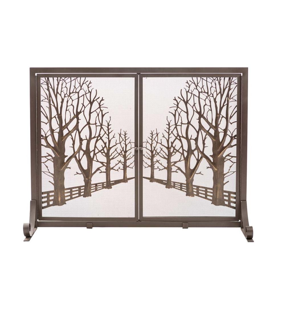 Plow & Hearth Fireplace Screens With Doors Fireplace & Hearth Country Road Tree Line Fireplace Screen With Doors