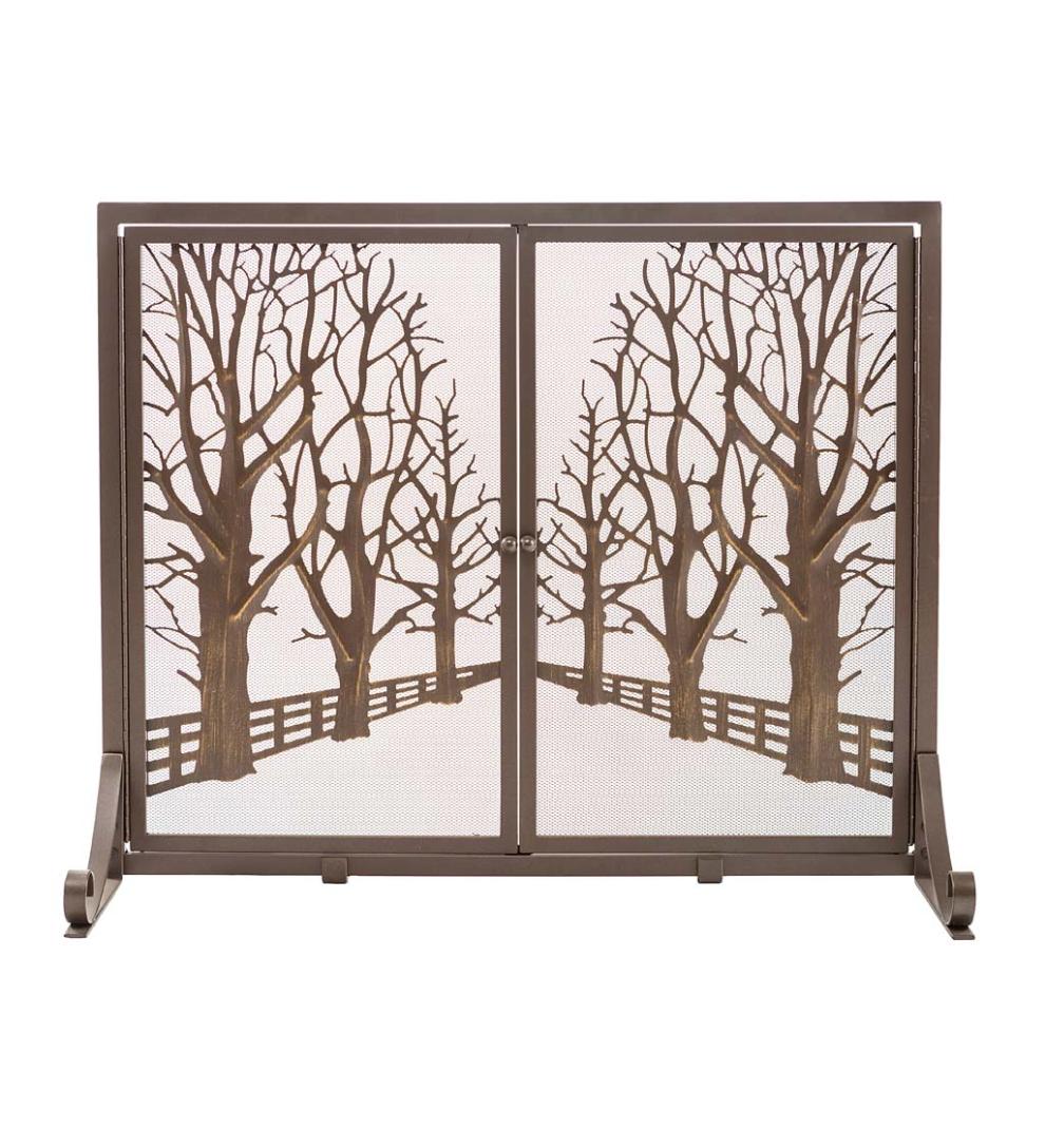 Plow & Hearth Fireplace Screens With Doors Fireplace & Hearth Country Road Tree Line Fireplace Screen With Doors