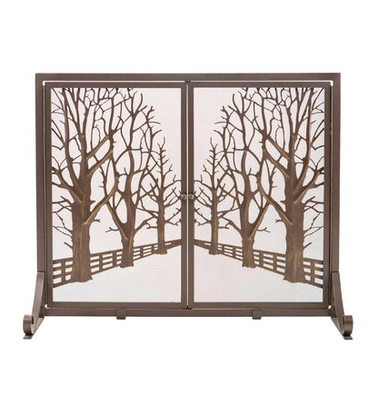 Plow & Hearth Fireplace Screens With Doors Fireplace & Hearth Country Road Tree Line Fireplace Screen With Doors