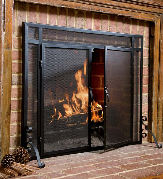 Plow & Hearth Fireplace Screens With Doors Fireplace & Hearth Flat Guard Fire Screens With Doors In Solid Steel