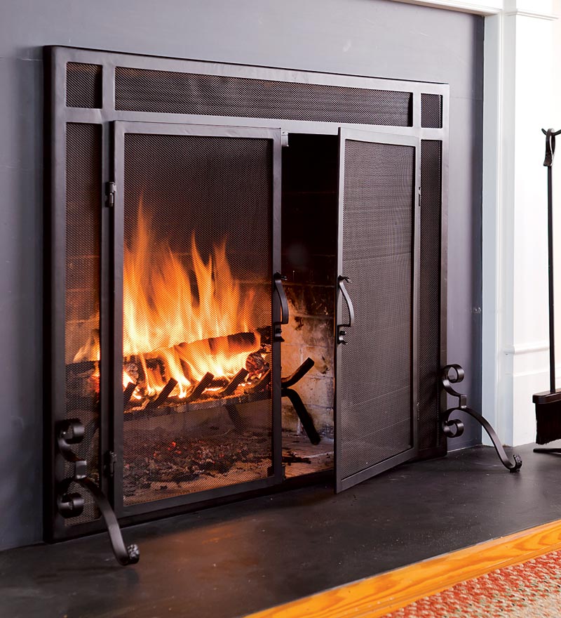 Plow & Hearth Fireplace Screens With Doors Fireplace & Hearth Flat Guard Fire Screens With Doors In Solid Steel