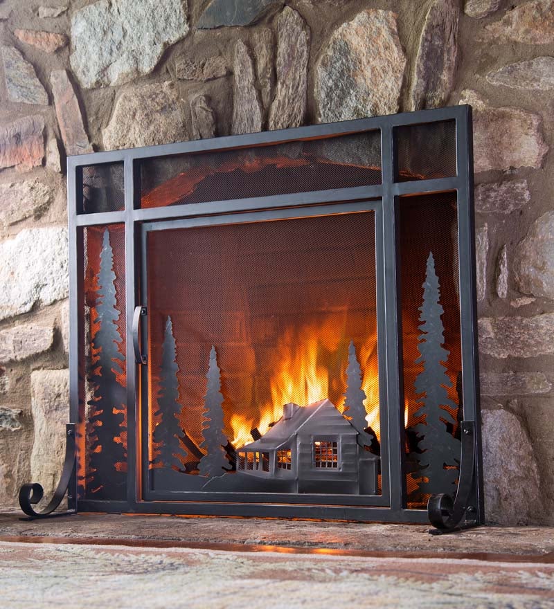 Plow & Hearth Fireplace Screens With Doors Fireplace & Hearth Mountain Cabin Fire Screen With Door
