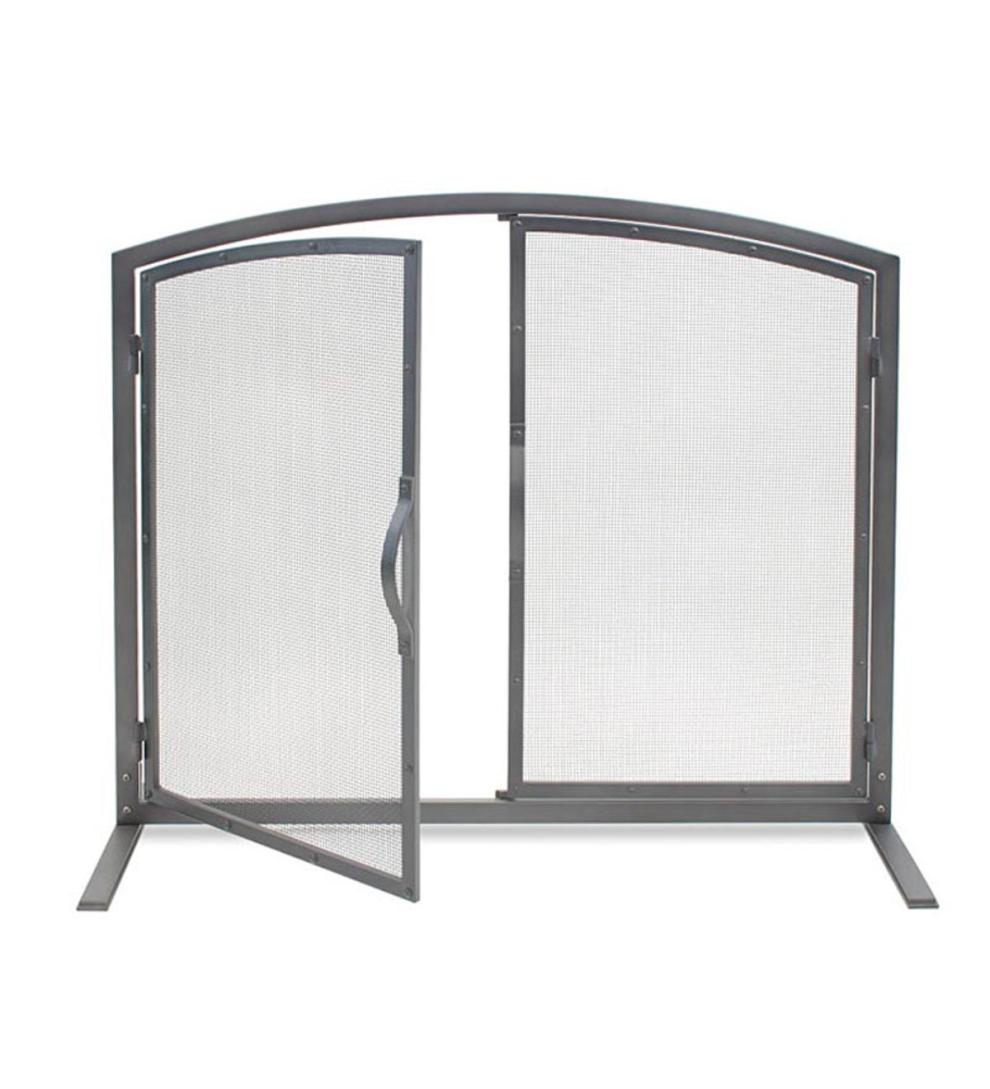 Plow & Hearth Fireplace Screens With Doors Fireplace & Hearth Shadow Iron Door Fireplace Screen In Natural Iron Finish - Iron