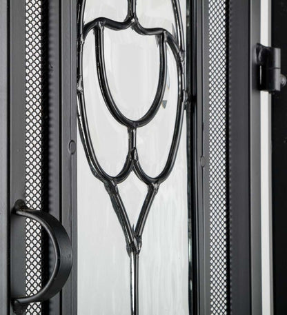 Plow & Hearth Fireplace Screens With Doors Fireplace & Hearth Small Two-Door Fireplace Screen With Glass Floral Panels - Black