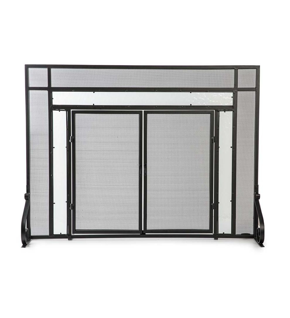 Plow & Hearth Fireplace Screens With Doors Fireplace & Hearth Steel Fire Screen With Two Doors And Tempered Glass Accents
