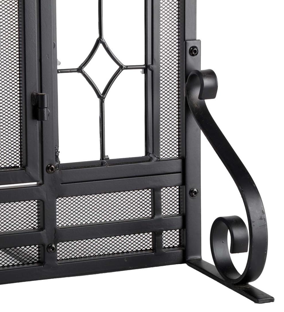Plow & Hearth Fireplace Screens With Doors Fireplace & Hearth Two-Door Fireplace Screen With Glass Floral Panels