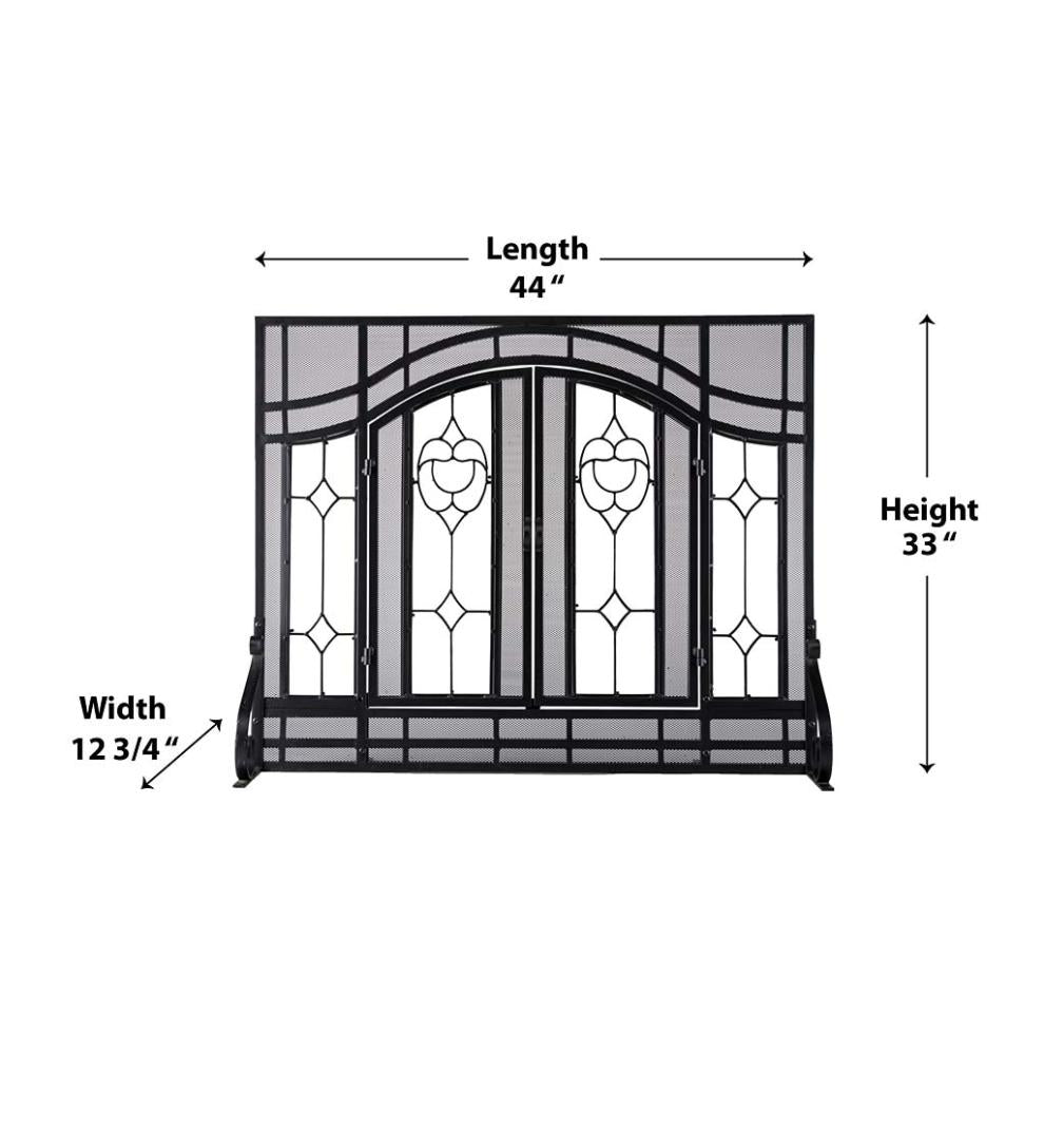Plow & Hearth Fireplace Screens With Doors Fireplace & Hearth Two-Door Fireplace Screen With Glass Floral Panels