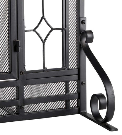 Plow & Hearth Fireplace Screens With Doors Fireplace & Hearth Two-Door Fireplace Screen With Glass Floral Panels