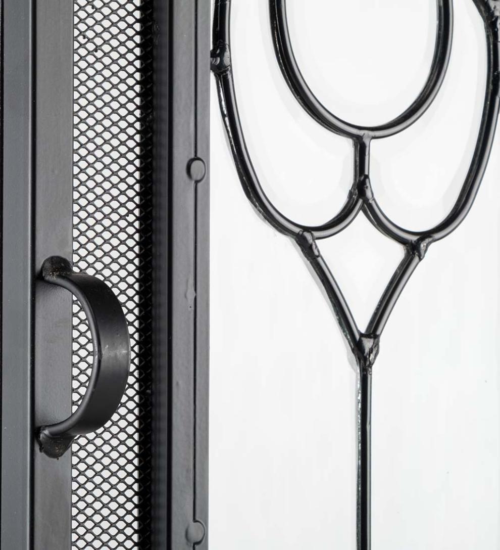 Plow & Hearth Fireplace Screens With Doors Fireplace & Hearth Two-Door Fireplace Screen With Glass Floral Panels