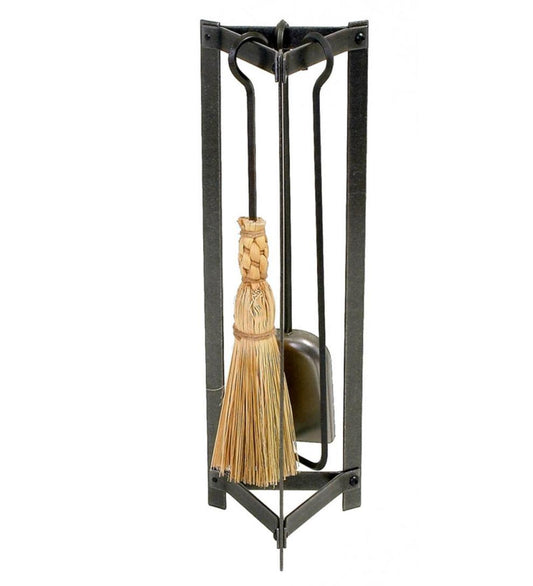 Plow & Hearth Fireplace Tool Sets Fireplace & Hearth American-Made Hammered-Steel Triangle Fireplace Tool Set