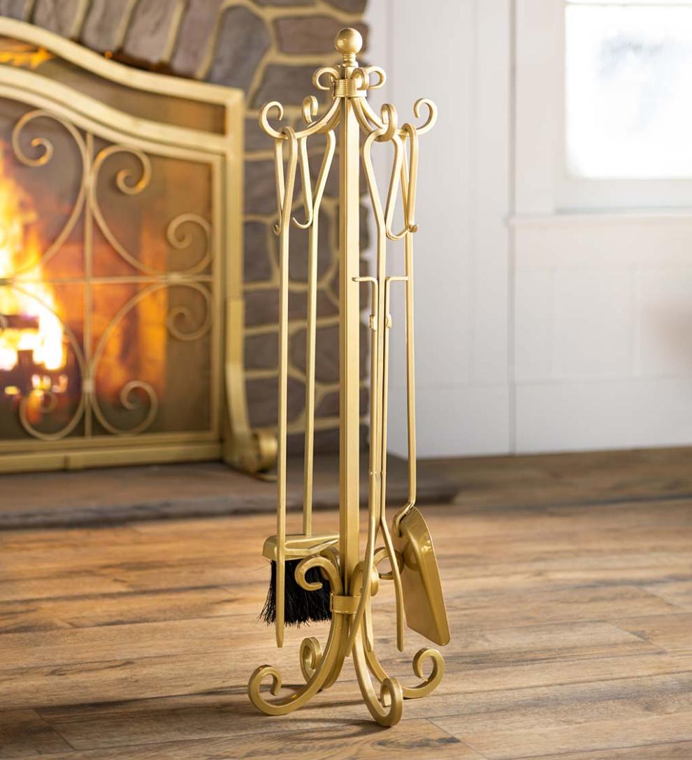 Plow & Hearth Fireplace Tool Sets Fireplace & Hearth Crest Fireplace Tool Set - Black