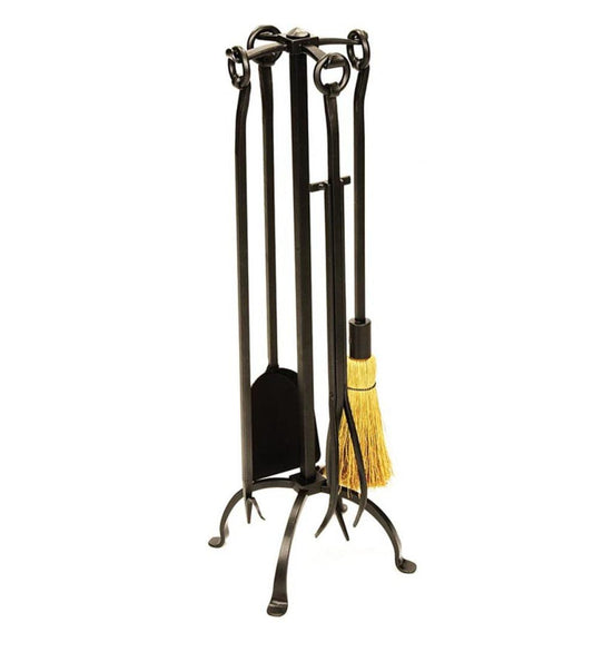 Plow & Hearth Fireplace Tool Sets Fireplace & Hearth English Country 5-Piece Fireplace Tool Set In Graphite Finish - Graphite