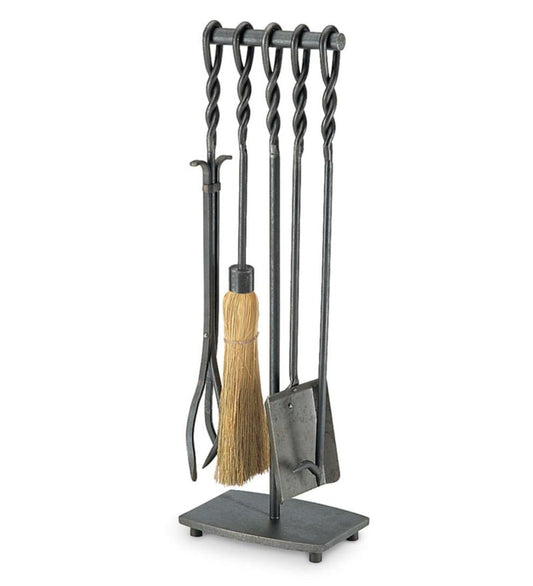 Plow & Hearth Fireplace Tool Sets Fireplace & Hearth Forged Iron Soldiered Row Fireplace Tool Set - Vintage Iron
