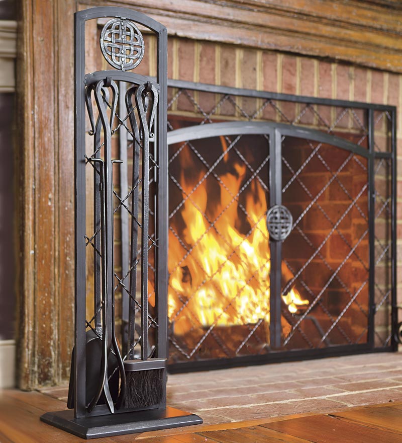Plow & Hearth Fireplace Tool Sets Fireplace & Hearth Four-Piece Celtic Knot Hearth Tools Set