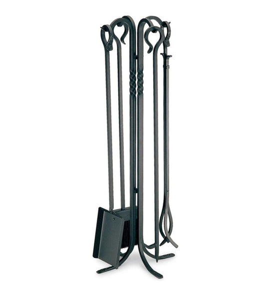 Plow & Hearth Fireplace Tool Sets Fireplace & Hearth Hand-Forged Iron Lodge Fireplace Tool Set - Black