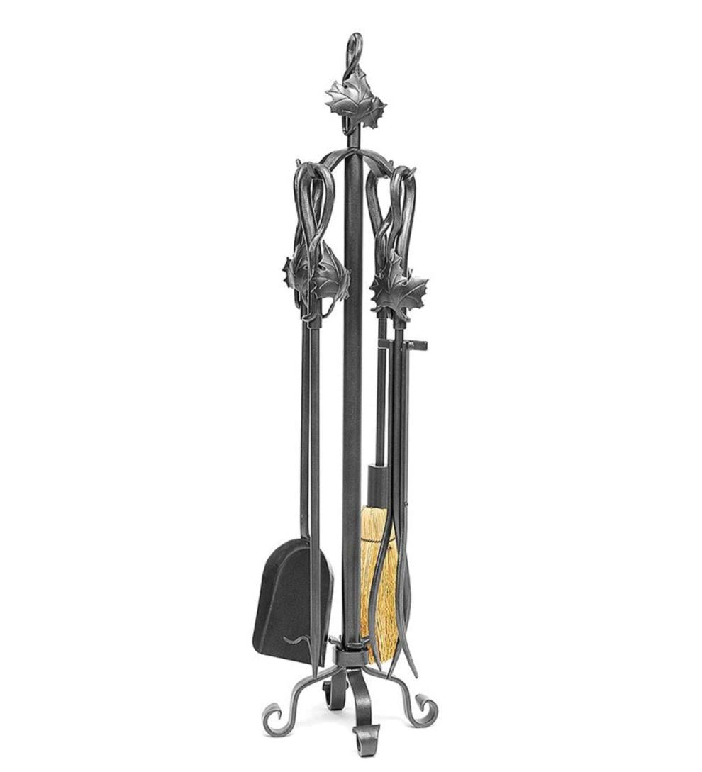 Plow & Hearth Fireplace Tool Sets Fireplace & Hearth Maple Leaf 5-Piece Fireplace Tool Set - Graphite