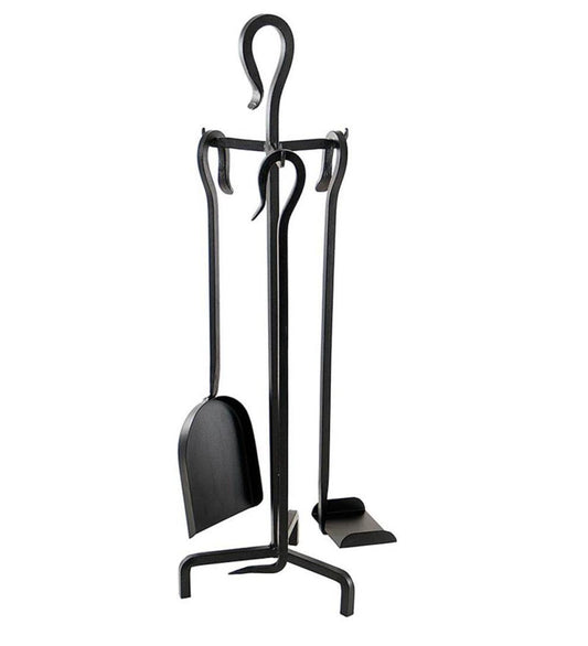 Plow & Hearth Fireplace Tool Sets Fireplace & Hearth Mini 4-Piece Fireplace Tool Set With Hook-Loop Handles - Black