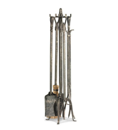 Plow & Hearth Fireplace Tool Sets Fireplace & Hearth Old World Forged Iron Fireplace Screens, Wood Holder And Tool Set