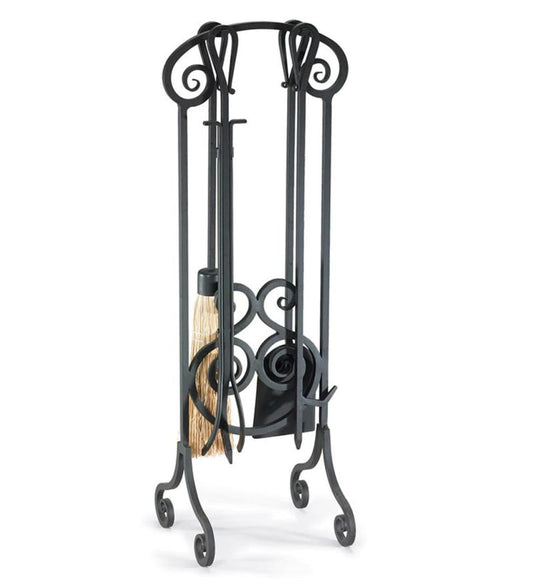 Plow & Hearth Fireplace Tool Sets Fireplace & Hearth Steel Antique Scroll Fireplace Tool Set - Black