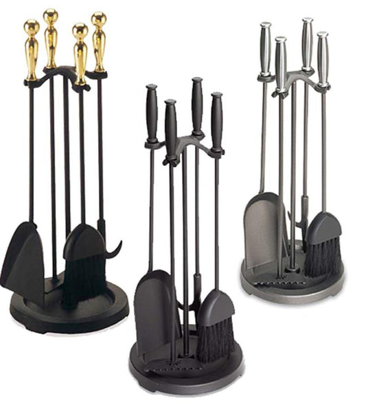 Plow & Hearth Fireplace Tool Sets Fireplace & Hearth Steel Barrel Tool Set - Black