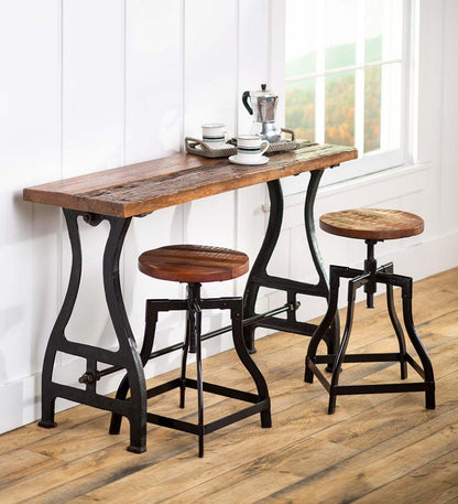 Plow & Hearth Footstools Indoor Living Allegheny Reclaimed Wood Adjustable Stool With Metal Base