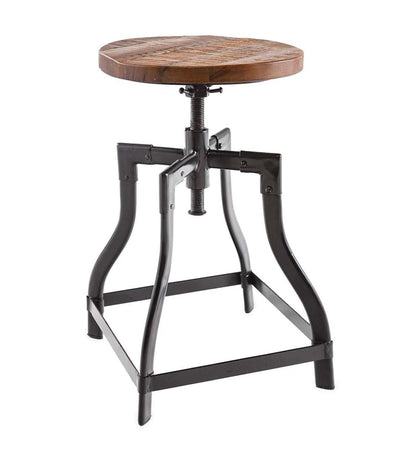 Plow & Hearth Footstools Indoor Living Allegheny Reclaimed Wood Adjustable Stool With Metal Base