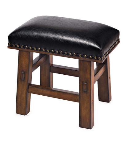 Plow & Hearth Footstools Indoor Living Canyon Black Leather Footstool - Black