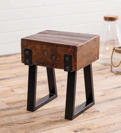 Plow & Hearth Footstools Indoor Living Richland Indoor/Outdoor Reclaimed Wood Stool/Side Table