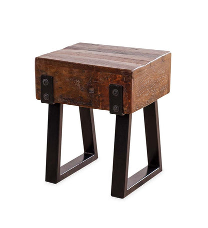Plow & Hearth Footstools Indoor Living Richland Indoor/Outdoor Reclaimed Wood Stool/Side Table